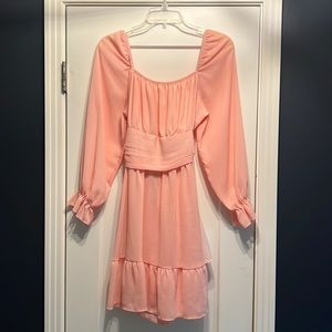 Pink Chiffon Bow Back Mini Dress
